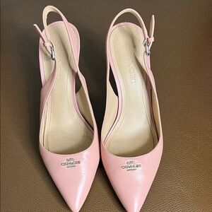 Coach Pink Pointed Leather Slingback Pumps